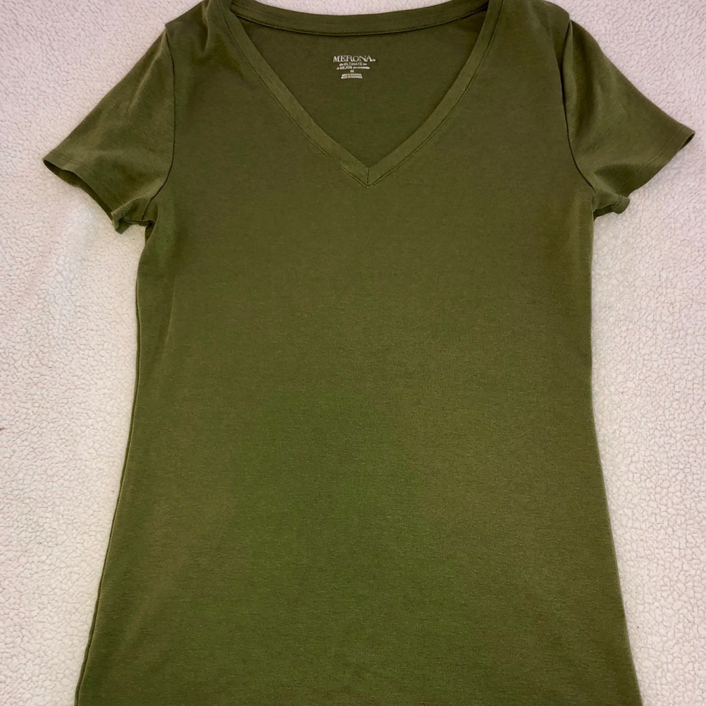 Merona V-Neck Tee Green M